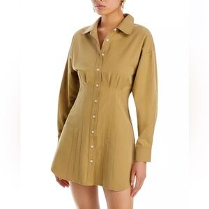 Wayf Libby Shirt Dress Khaki Tan Bloomingdale’s Cotton Lyocell Long Sleeve MED